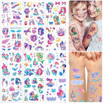 MAYCREATE Temporary Tattoo Stickers for Kids with Waterproof Design and 4 Sheet Set | Cute Mermaid Party Makeup Tattoos