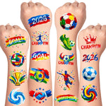 MAYCREATE® 10 Sheets Soccer Temporary Tattoo Stickers, World Cup 2026 Theme Face & Body Tattoos Stickers, Waterproof Sports Party Tattoos for Match Day, Parties & Events