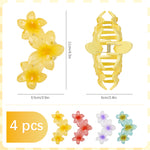 MAYCREATE 4Pcs Flower Claw Clip Hawaiian Flower Hair Clutcher for Women Large Plumeria Hair Clips for Thin Thick Hair Boho Beach Banana Clips Claw Clips Gifts Hair Accessories for Women, Girls