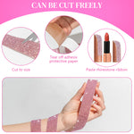 MAYCREATE 1 Roll DIY Rhinestone Ribbon Tape 1 inches x 1 Yard Self Adhesive Pink Rhinestone Tape DIY Sparkling Resin Rhinestone Strips for DIY Craft, Wall Decoration, Scrapbook Art