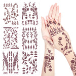 MAYCREATE 6 Sheet Henna Tattoo Stickers Assorted Floral Henna Patterns Tattoo Stickers Waterproof Henna Tattoo Stickers for Arm, Hands, Feet Temporary Henna Tattoos Stickers