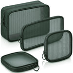 MAYCREATE® 4 Pcs Mesh Makeup Bag Mesh Cosmetic Bag Travel Toiletry Pouch with Zipper Mini Makeup Cosmetic Purse for Daily Accessory (Small, Large, Medium, Olive Green)