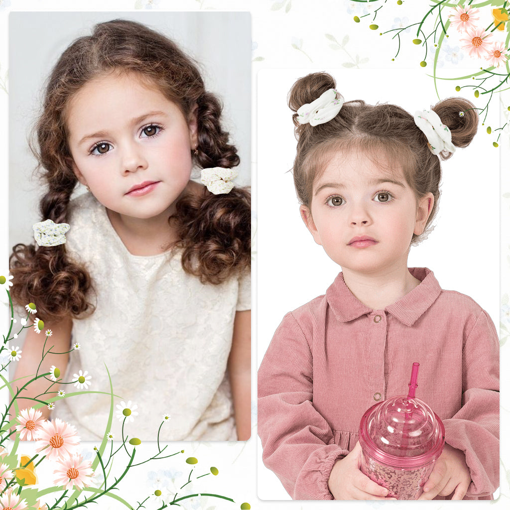 MAYCREATE 5Pcs Floral Scrunchies for Girls Women Elastic Hair Scrunchies Hair Ties Fabric No Tangle Hair Ties Fashion Hair Accessories Gift for Girls