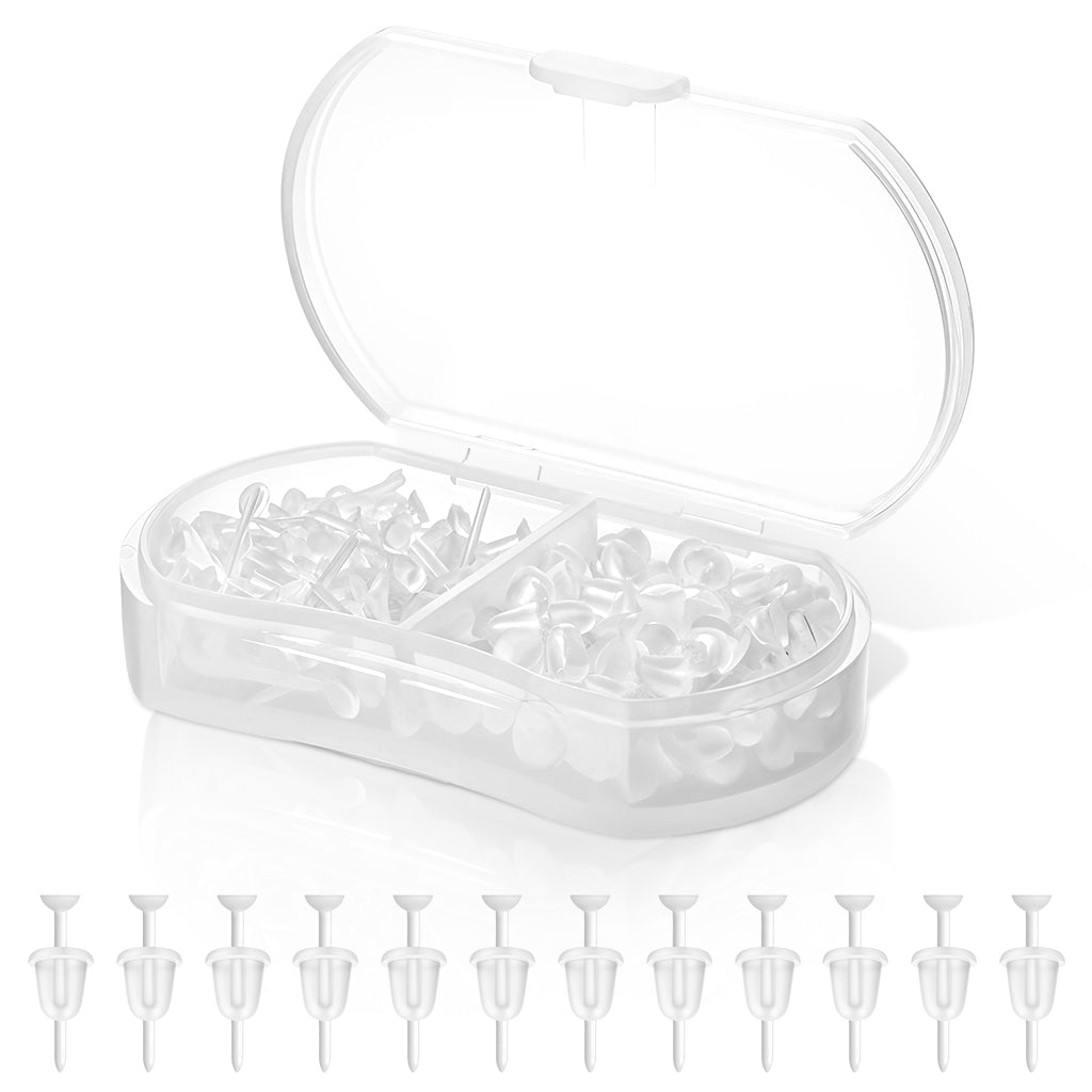 MAYCREATE 100Pcs Clear Earrings for Sports, Plastic Earrings for Women Kids, with Earbacks, Ear Piercings Retainers, Invisible Stud Earrings and Soft Rubber Earring Backs Kit for Sensitive Ears