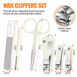 MAYCREATE Travel Grooming Tool Kit with Case Set of 6Pcs Stainless Steel Grooming Tools Includes Nail Clippers Angled Toe Nail Clipper Ear Wax Removal Tools Nose Hair Trimmer, Travel Grooming Set