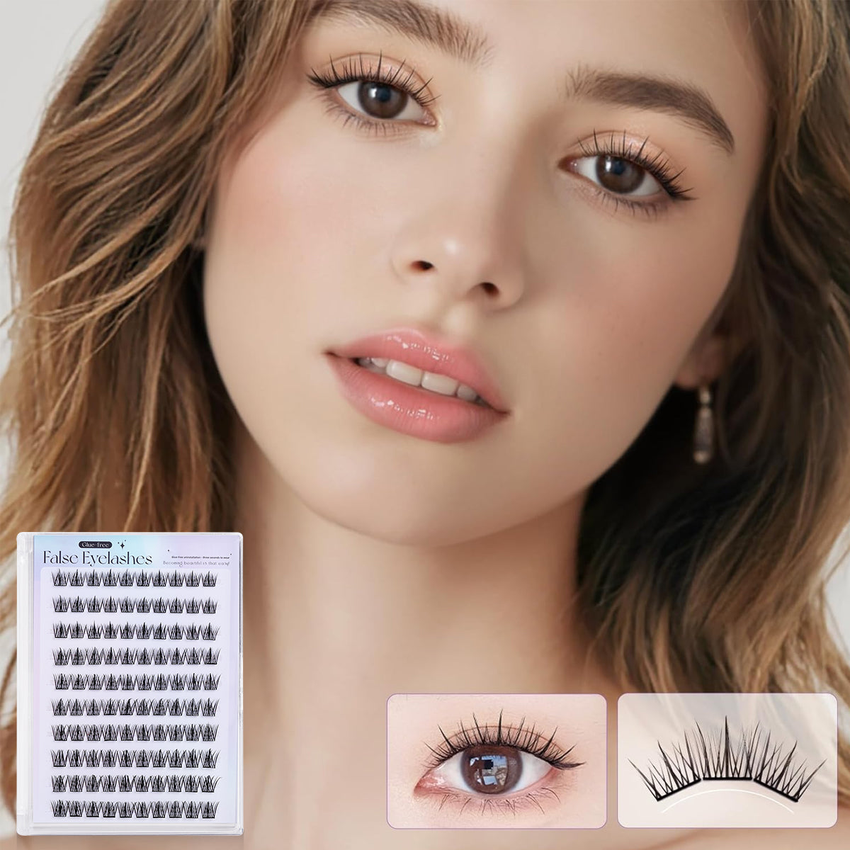 MAYCREATE® 120Pcs Self Adhesive Eyelashes, Self Adhesive Eyelash Clusters, Lash Clusters Press On Lashes Self Stick Cluster Lashes Pre Glued Eyelash Clusters with Tweezer No Glue Needed, 11-13mm