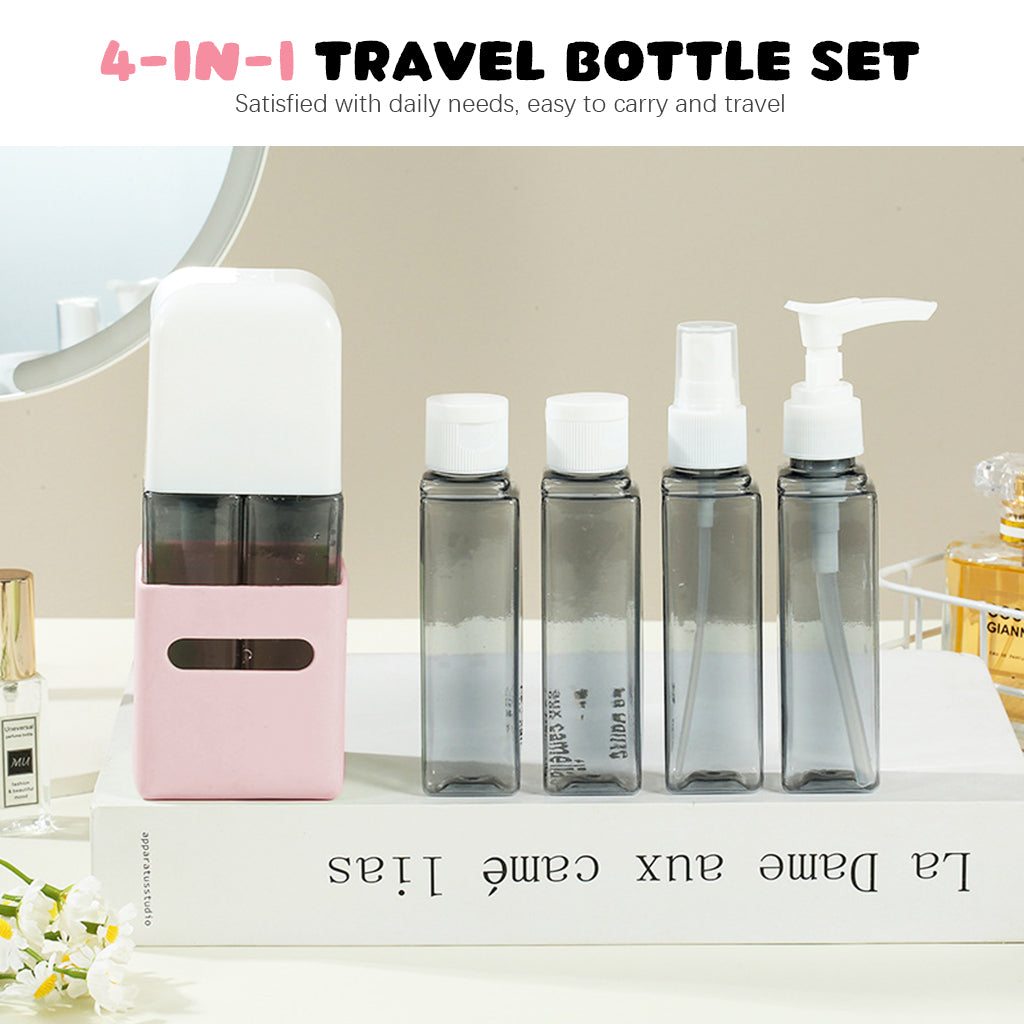 MAYCREATE Travel Bottle Kit for Toiletries 4Pcs Set, MAYCREATE 60ml Travel Bottles Travel Toiletry Bottles Kit, Small Bottles for Travel, Portable Leak Proof Spray Bottles Pump Dispenser for Lotion, Shower Gel