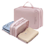 MAYCREATE Travel Organizer Bag with Handle Double Layer Expandable Zipper Pouch Waterproof Underwear Travel Bag Carry Bag for Jeans, Shirts, Pants, Underwear, 33x22x18cm