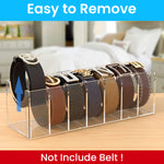 MAYCREATE Belt Organizer, Acrylic 7-Compartments Belt Container Storage Holder, Clear Belt Container Display Holder for Closet Tie and Bow Watch Jewelry Bracelets Ring Cosmetic
