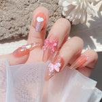 MAYCREATE 50pcs Pink Bow Nail Decals 2 Styles Flat Back Resin Bow Charms for Nail Decals Nail Art Supplies Cute Dainty Decorative Decals for DIY Nail Extension