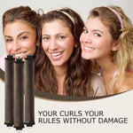 MAYCREATE 3pcs Heatless Overnight Hair Curlers, Hair Curlers to Sleep In Curlers Blowout, No Heat Curling Rods Set for Women with Headscarf and Hook for Long Hair, Brown