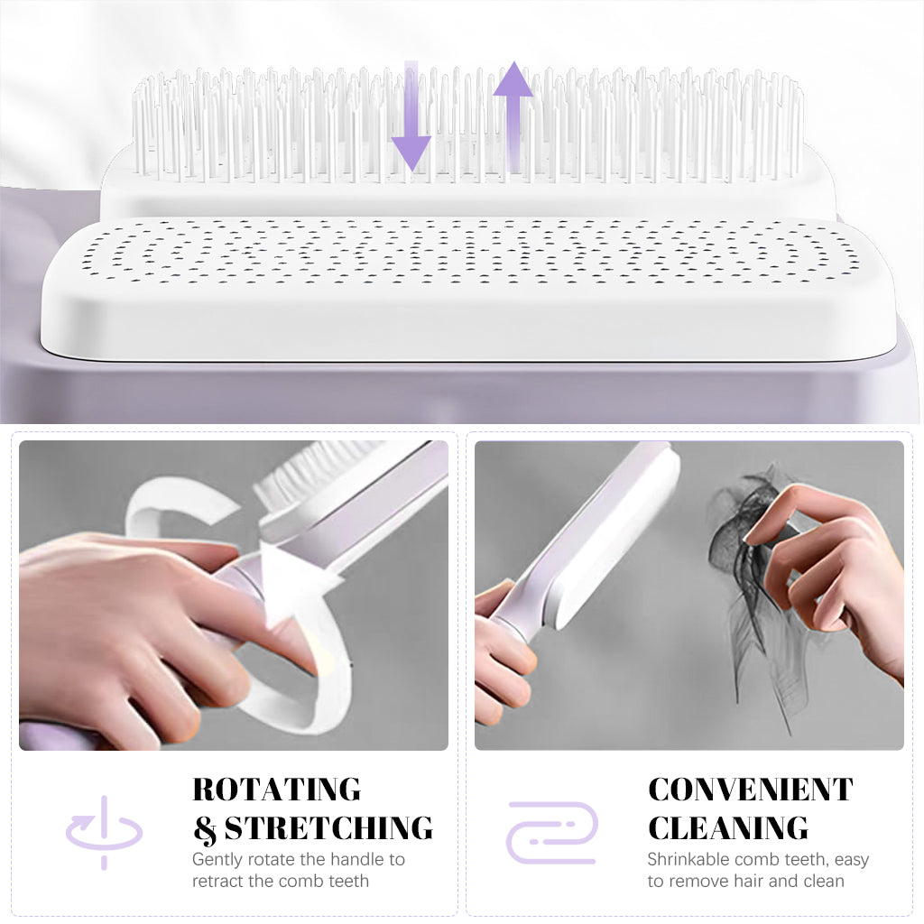 MAYCREATE Comb Scalp Massager Hair Bush Retractable Bristle Self-cleaning DesignAnti Static Hair Comb Hair Travel Hair Styling Brush