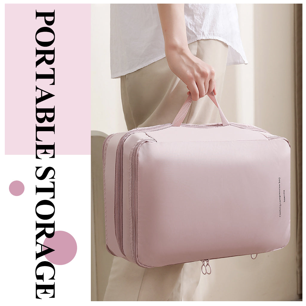 MAYCREATE Travel Organizer Bag with Handle Double Layer Expandable Zipper Pouch Waterproof Underwear Travel Bag Carry Bag for Jeans, Shirts, Pants, Underwear, 33x22x18cm