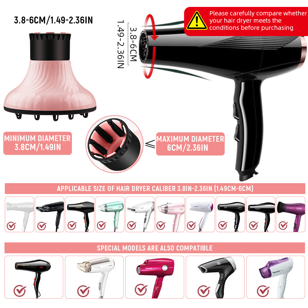 MAYCREATE Hair Dryer Diffuser, Universal Hair Diffuser Adaptable Hair Dryer Attachment for Blow Dryer Nozzles from 1.5 to 2.3 inch Diameter for Natural Thick Hair