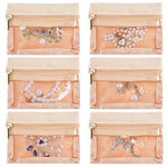MAYCREATE 6Pcs Jewellery Organisers Pouch Travel Ziplock Jewellery Organisers Small Velvet Jewellery Pouches for Storage Jewellery Pouch for Necklaces Bracelets Rings Earrings Brooches - Pink