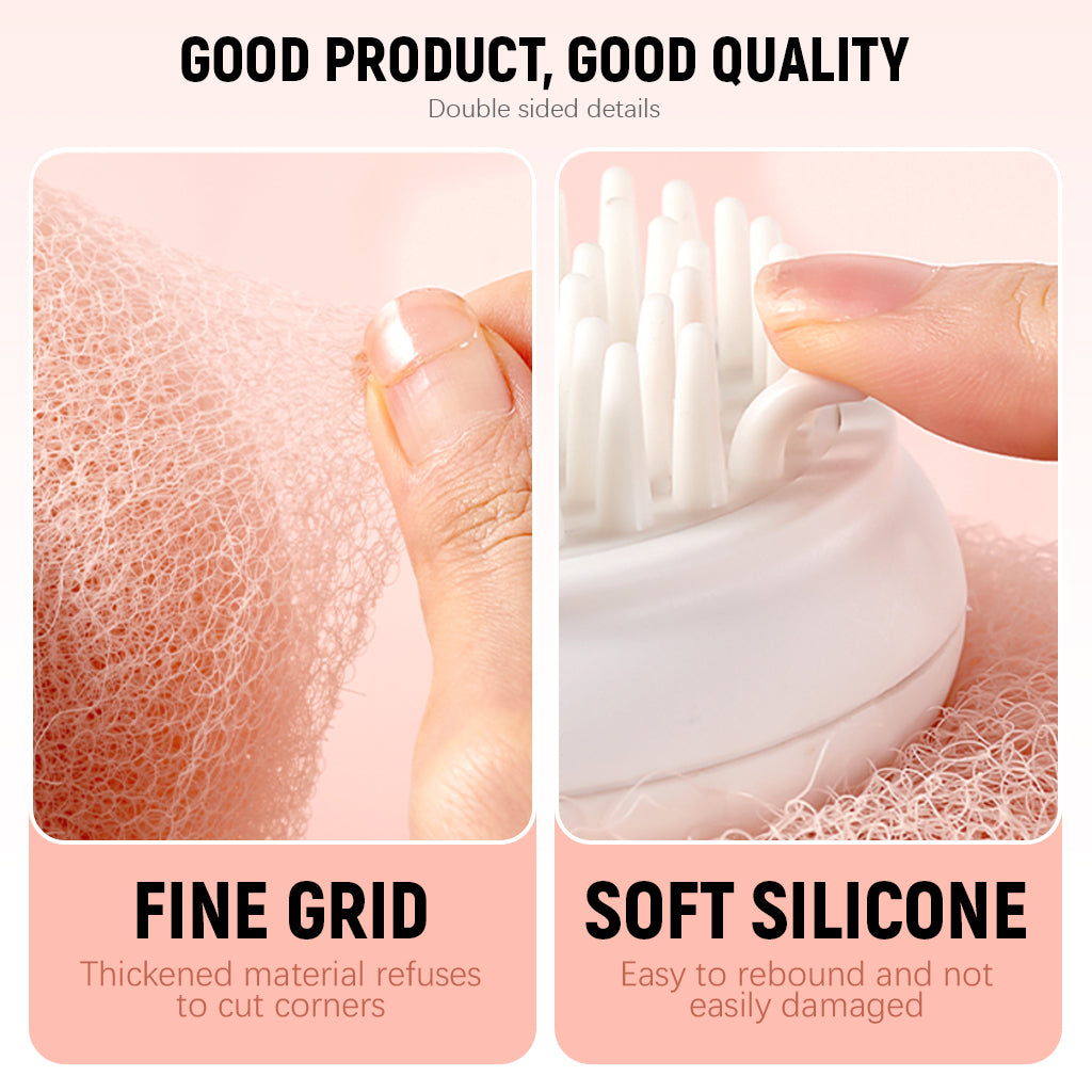 MAYCREATE Retractable Bathing Brush 14.8 inches Long Handle Sponge Brush Double Side Floral Bathing Loofah Brush Body Massager Back Scrubber Exfoliator Brush