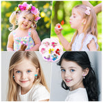 MAYCREATE 7 Pairs Girls Princess Earrings Clip On Earrings Non-piercing Girls Earrings Color Resin Crystal Flower Bow Earrings Jewelry Pretend Play Clip On Earrings Party Favor Dressing Up Jewelry