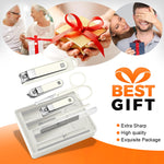 MAYCREATE Travel Grooming Tool Kit with Case Set of 6Pcs Stainless Steel Grooming Tools Includes Nail Clippers Angled Toe Nail Clipper Ear Wax Removal Tools Nose Hair Trimmer, Travel Grooming Set