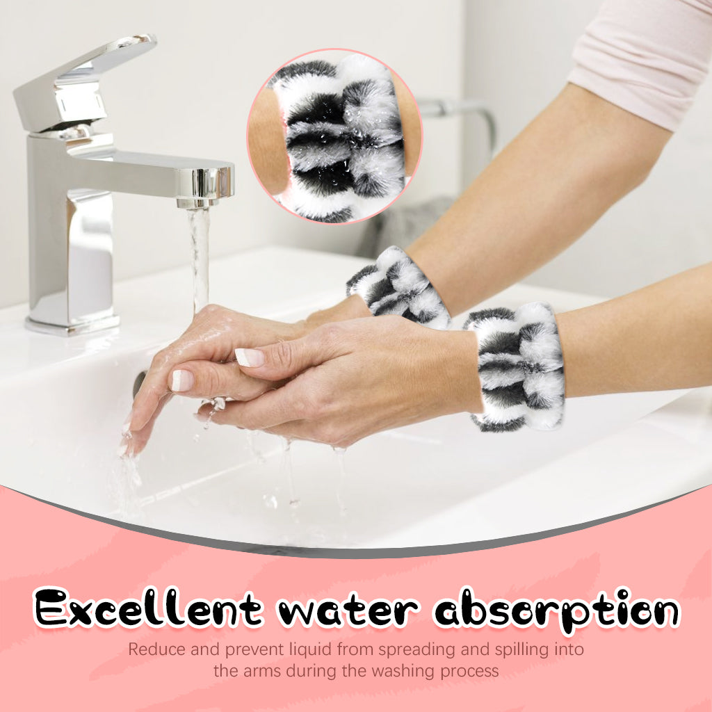 MAYCREATE Spa Headband for Women, Set of 3Pcs Wristband Hair Band for Women Stylish, Cute Cat Ear Hairbands for Women Face Wash, Stretchy Head Band & Wrist Band Combo for Face Washing, Makeup