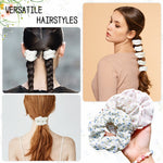 MAYCREATE 5Pcs Floral Scrunchies for Girls Women Elastic Hair Scrunchies Hair Ties Fabric No Tangle Hair Ties Fashion Hair Accessories Gift for Girls