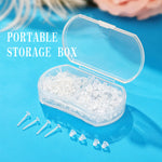 MAYCREATE 100Pcs Clear Earrings for Sports, Plastic Earrings for Women Kids, with Earbacks, Ear Piercings Retainers, Invisible Stud Earrings and Soft Rubber Earring Backs Kit for Sensitive Ears