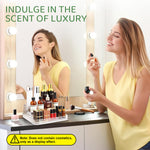 MAYCREATE® Perfume Display, 3 Tier Clear Acrylic Riser Shelf for Perfume with Fences, Cupcake, Gemstones, Curio, Anime Figurines, Skin Care Products for Organization and Decor