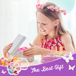 MAYCREATE 7 Pairs Girls Princess Earrings Clip On Earrings Non-piercing Girls Earrings Color Resin Crystal Flower Bow Earrings Jewelry Pretend Play Clip On Earrings Party Favor Dressing Up Jewelry