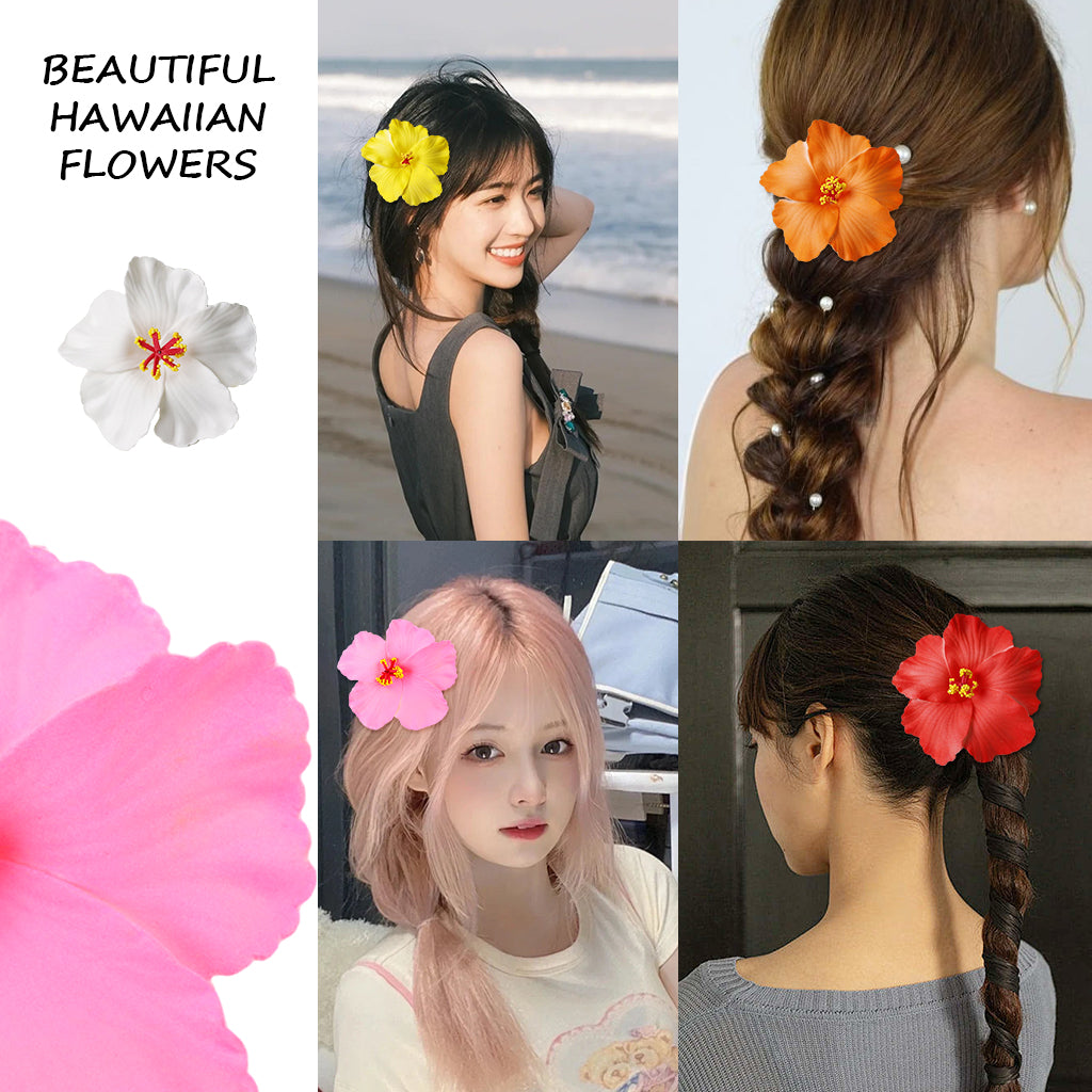 MAYCREATE 5Pcs Flower Hair Clips for Girls Women Stylish Artificial Hawaiian Flower Hair Clips For Hair Styling Hair Pins Cute Beach Accessories Gifts Flower Claw Clip Hair Accessories for Women