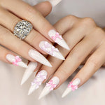 MAYCREATE 50pcs Pink Bow Nail Decals 2 Styles Flat Back Resin Bow Charms for Nail Decals Nail Art Supplies Cute Dainty Decorative Decals for DIY Nail Extension