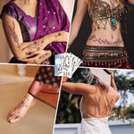 MAYCREATE 6 Sheet Henna Tattoo Stickers Assorted Floral Henna Patterns Tattoo Stickers Waterproof Henna Tattoo Stickers for Arm, Hands, Feet Temporary Henna Tattoos Stickers