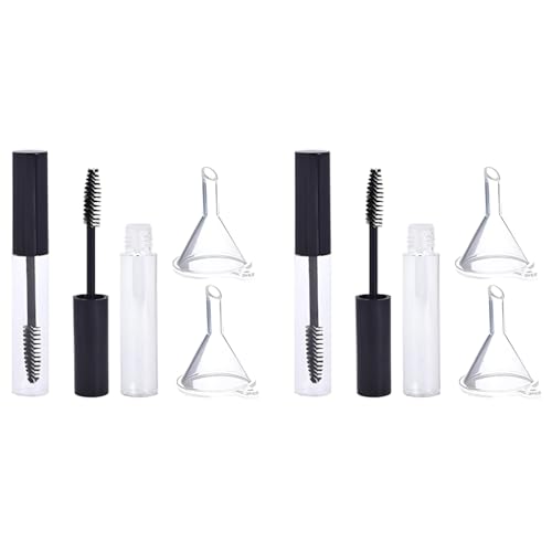 MAYCREATE® 10ml Empty Mascara Tube Wand Container Bottle for Castor Oil Brush Kit Combo with Funnels Mascara Eyeliner For Women Travel (Including 2 Mascara Tubes 2 Funnels) 2 PCS