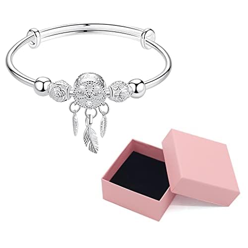 MAYCREATE Silver Creative Dreamcatcher Electroplate Bracelet for Women,Adjustable Size,Fashion Stylish Jewelry for Girls, With Gift Box