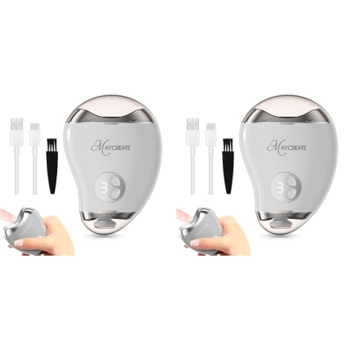 MAYCREATE® USB Baby Nail Trimmer with LED Light 2 in 1 Cordless Clipper Filer Dual Head Rechargeable 3 Speeds Safe Electric for Kids Adults 2PCS