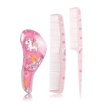 MAYCREATE® 3 PCS Little Girls Hair Brush Easily Brushed Through Tangles-No Liquid, Foam Ball Unicorn Gifts Play for Kids Age 3-8-Pink