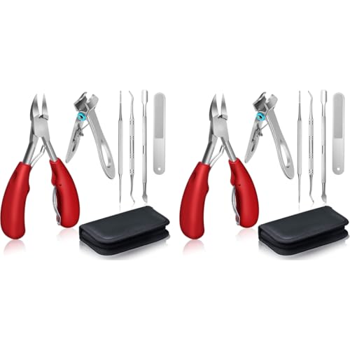 MAYCREATE® Ingrown Toenail Clippers for Thick Toenails Wide Jaw Opening Nail Curved and Slant Straight Blade Edge 12PCS Stainless Steel Toe Clipper Men
