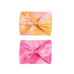 MAYCREATE® 2Pcs Women Sweat Bands Stretchy Pre-tied Headbands Wide Sport Headbands, Moisture-wicking Polyester, Quick Dry Running Head Bands Fashion Sport Sweat Bands Headwear, Pink & Orange