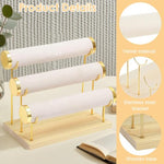 MAYCREATE® Metal Bracelet Display Rack with Wooden Base, Bracelet Holder Organizer for Watch Bangle, 3-Tier Showcase Rack Boutique Shop Bracelets Display Holder