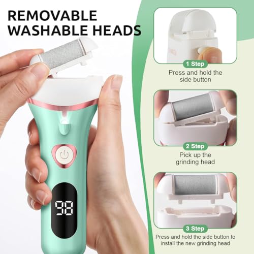MAYCREATE® Callus Remover with 3Pcs Grinding Head &Pedicure Tools Foot Scrubber for Dead Skin Pedicure Kit for Women Pedicure Machine Rechargeable Foot Care