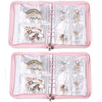 MAYCREATE® 2PCS Transparent Jewelry Storage Book, Anti Oxidation Jewelry Storage Organizer Bag with 60 Pockets for Bracelets Necklace Rings, Pink