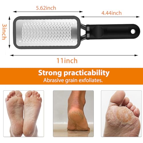 MAYCREATE® Leg Heel Foot Scrubber for Dead Skin Stainless Steel Exfoliating Cleaner File Callus Remover for Cracked Heels Pedicure Kit Very Sharp Big 11 x 3 inch 3PCS