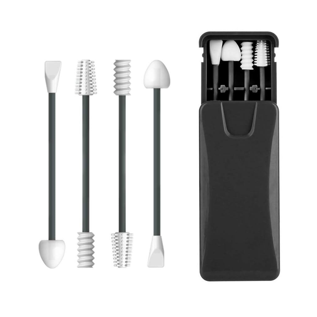 MAYCREATE Reusable Silicone Cotton Swabs Kit for Makeup and Ear Cleaning with Dual Heads and Storage Case