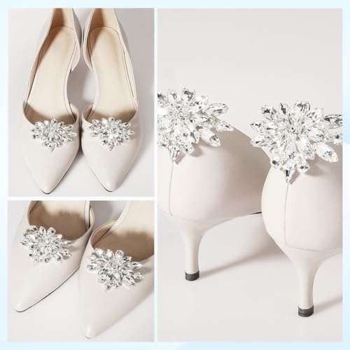 MAYCREATE® 6PCS Shoe Clips Charms for Women Crystal Rhinestone Decoration Detachable Buckle Bridal Wedding Prom Party High Heels Accessories