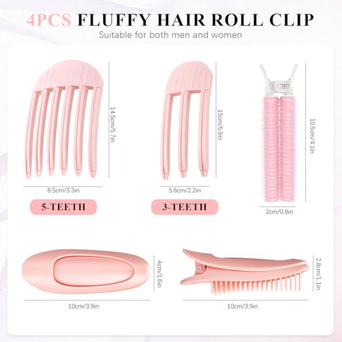 MAYCREATE® Hair Volume Clip 8PCS Volumizing Comb Root Clips for Curly Roots at Top Root Lifting Fluffy Volumizer Tool Light Pink