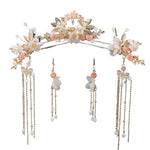 MAYCREATE® 5Pcs Flower Tassels Hair Pin Crystal Rhinestone Pearl Headpiece Drop Earrings Retro Brides Hair Accessories for Women Girls