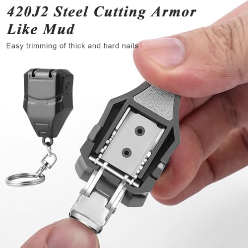 MAYCREATE Folding Nail Clipper with Filer Heavy Duty Nail Clipper for Thicken Nail Travel Nail Trimmer with Key Chain & Storage Box Creative Design Nail Cutter