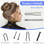 MAYCREATE® 300PCS Bobby Pins Hair U Pins with Mini Rubber Ties Stylish Metal for Updos Holding Stray Strands Accessories for Girls Women Black