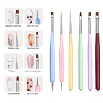 MAYCREATE® Professional 3PCS Nail Art Brush Set Salon Quality Detailing Kit with 2-in-1 Striping Dotting Tool Flat Brush for Acrylic Gel Nails DIY Extension Design