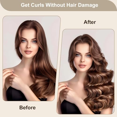 MAYCREATE® 9PCS Heatless Hair Curler, Soft Heatless Curls Satin Velvet Overnight Flexi Blowout Rods with with Hook, No Heat Overnight Sleeping Curling for Hair Styling Tools, Black
