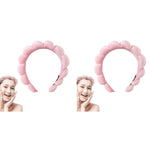 MAYCREATE Spa Headband for Makeup and Face Washing featuring Soft Sponge Clouds Design | 2PCS Pink Set