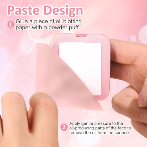MAYCREATE® 200PCS Blotting Paper for Oily Face Oil Absorbing Sheets Natural Rose Travel Compact Wipes with Mirror Puff for Men Women